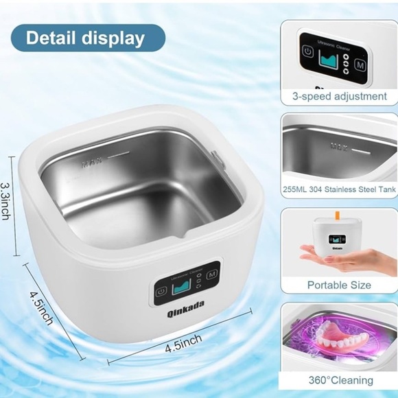 🆕 Qinkada Multipurpose Ultrasonic 45kHz Cleaner Black - Picture 6 of 13